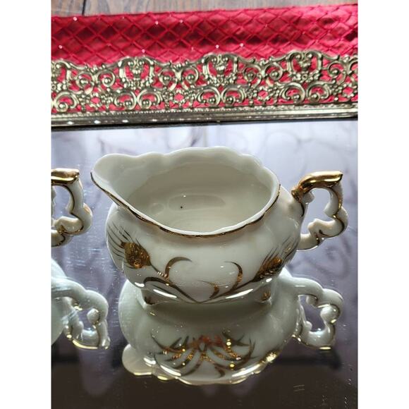 Vintage Lefton Gold Wheat Mini Sugar & Creamer, Individual Luncheon - Picture 3 of 5